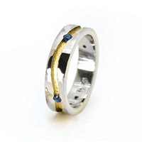 River Ring 6mm with Sapphire in Two Tone