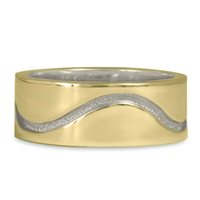 River Wedding Ring 8MM in 14K Yellow Gold Design w Sterling Silver Base