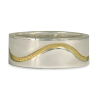 River Wedding Ring 8MM in 18K Yellow Gold Design w Sterling Silver Base