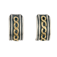 Rope Cuff Earrings in 14K Yellow Gold Design w Sterling Silver Base