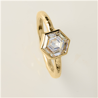 Round Playa Hex Engagement Ring in Moissanite