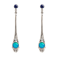 Sapphire and Opal Dangle Earrings in Opal