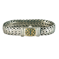Scroll Chain Bracelet in 14K Yellow Gold Design w Sterling Silver Base