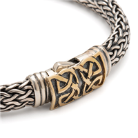 Scroll Woven Chain Bracelet in 14K Yellow Gold Design w Sterling Silver Base
