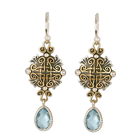 Shonifico Earrings with Gem in 14K Yellow Gold Design w Sterling Silver Base