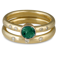 Simplicity Bridal Ring Set with Gems in Emerald