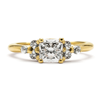 Square Cluster Engagement Ring in 14K Yellow Gold