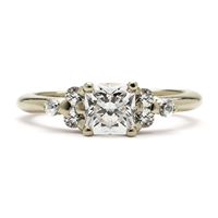 Square Cluster Engagement Ring in 18K White Gold