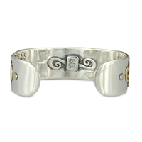 Swirl Cuff Bracelet with Gem in 14K Yellow Gold Design w Sterling Silver Base
