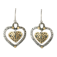 Taliesin Heart Earrings in 14K Yellow Gold Design w Sterling Silver Base