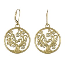 Tree of Life Earrings with Gems in 18K Yellow Gold