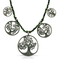 Tree of Life Forest Necklace With Gem Beads in Green Tourmaline