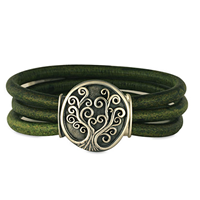 Tree of Life Leather Bracelet in Sterling Silver