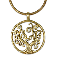Tree of Life Pendant with Gems Small in 18K Yellow Gold