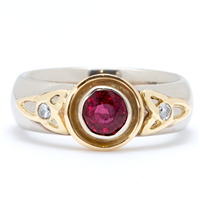Trinity Cup Engagement Ring with Diamonds in Ruby