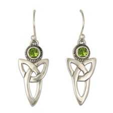 Trinity Earrings with Gems in Peridot