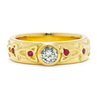 Trinity Ruby Ring in 18K Yellow Gold