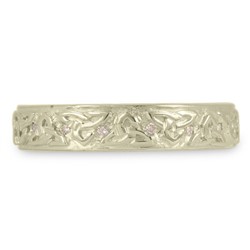 Trinity Strand Wedding Band Wide with Diamonds in 14K White Gold