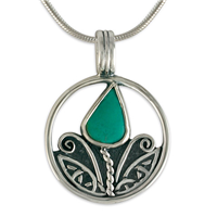 Tulip Turquoise Pendant in Sterling Silver
