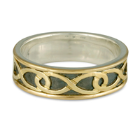 Twinning Infinity Wedding Ring in 18K Yellow Gold Borders & Center w Sterling Silver Base 