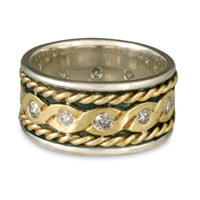 Twisted Rope Ring in 14K Yellow Gold Design w Sterling Silver Base