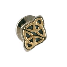 Vedic Tie Tack in 14K Yellow Gold Design w Sterling Silver Base
