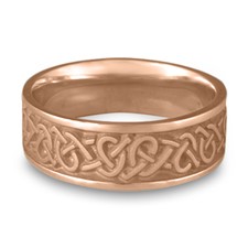 Wide Celtic Hearts Wedding Ring in 14K Rose Gold