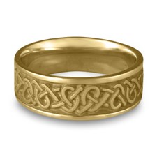 Wide Celtic Hearts Wedding Ring in 14K Yellow Gold