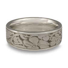 Wide Cherry Blossom Wedding Ring in Stainless Steel