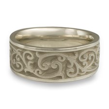 Wide Continuous Garden Gate Wedding Ring in 14K White Gold