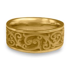 Wide Continuous Garden Gate Wedding Ring in 14K Yellow Gold