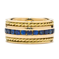 Wide Half Eternity Ring with a Twist in 14K Yellow Gold