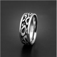 Wide Leopard Wedding Ring in 14K White Gold