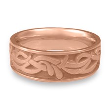 Wide Paradise Flower Wedding Ring in 14K Rose Gold