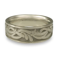 Wide Paradise Flower Wedding Ring in 14K White Gold