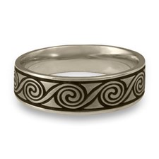 Wide Rolling Moon Wedding Ring in 14K White Gold