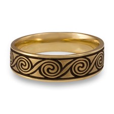 Wide Rolling Moon Wedding Ring in 14K Yellow Gold
