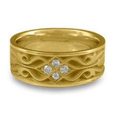 Wide Tulip Braid Wedding Ring with Gems in 18K Yellow Gold
