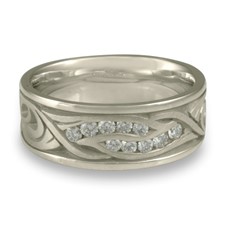 Wide Yin Yang Wedding Ring with Gems  in Platinum