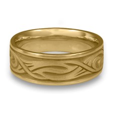 Wide Yin Yang Wedding Ring in 14K Yellow Gold
