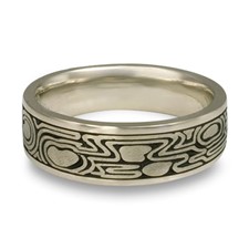 Wide Zen Garden Wedding Ring in 14K White Gold